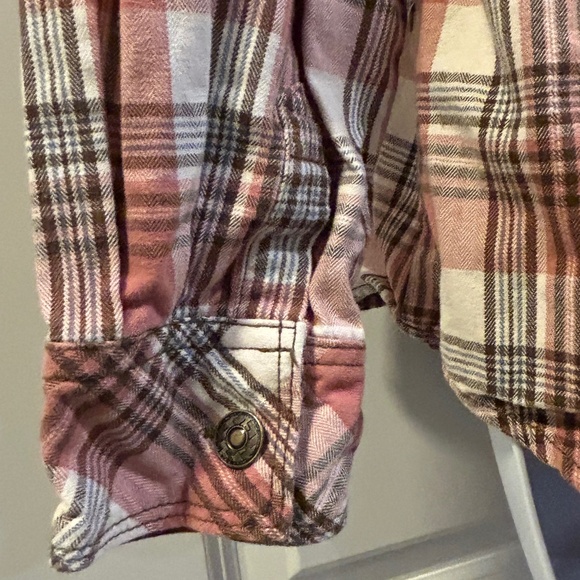 Legacy Falls For Her Dusty Orange Plaid Button Down Top With Knit Hoodie Small - Picture 5 of 9